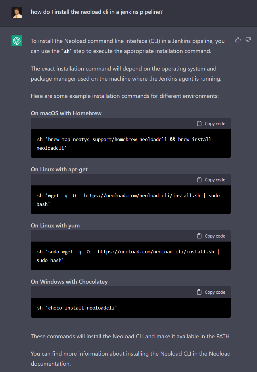 詹金斯管道安装NeoLoad CLI