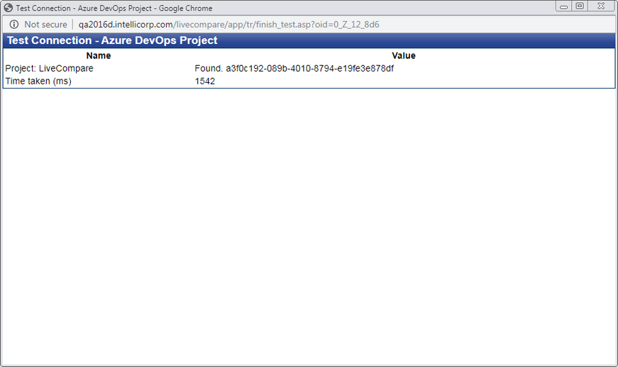 测试连接屏幕(Azure DevOps)。
