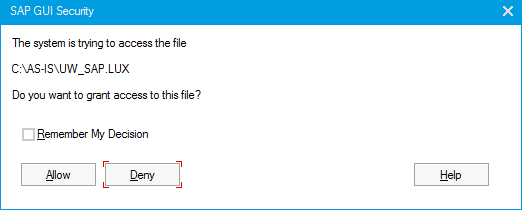 SAP GUI安全对话框。
